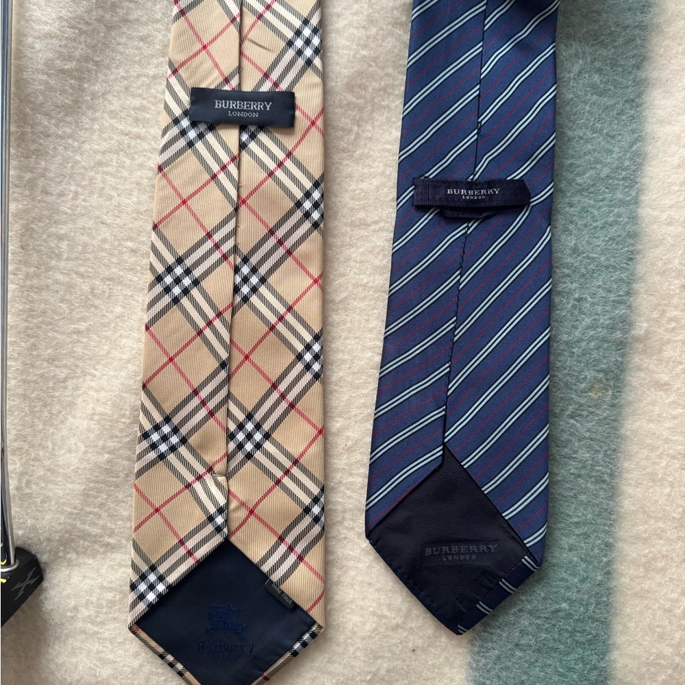 Two beautiful Burberry neckties. Both 100% silk.